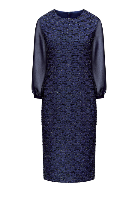 Платье из фактурного трикотажа, цвет темно-синий