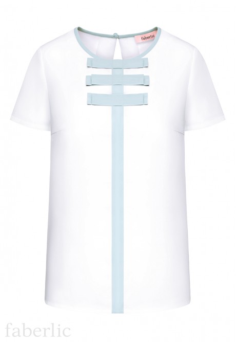 Блузка из шифона с декоративными бантиками, цвет белый