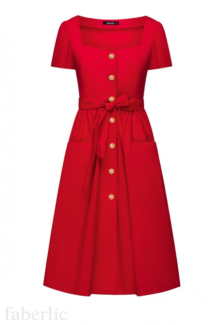 Faberlic 079W4104 Платье с короткими рукавами, цвет красный
