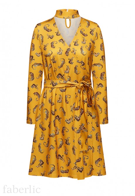 Faberlic 079W4103 Трикотажное платье с анималистическим орнаментом, мультицвет