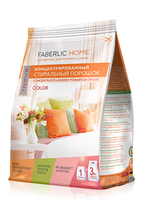 Концентрированный стиральный порошок для цветных тканей Faberlic HOME